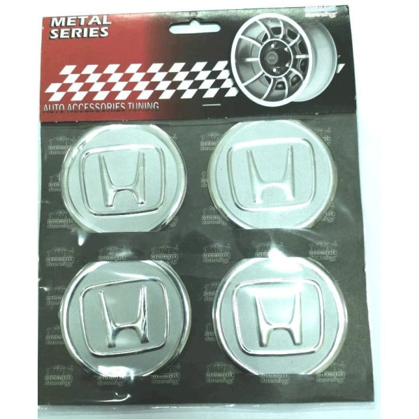 Наклейка на колпак Honda 60 мм хром 4 шт