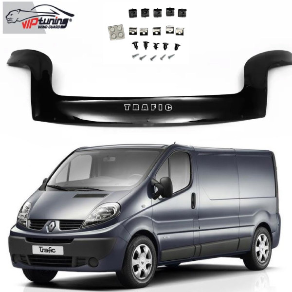 Дефлектор капоту мухобійка для Renault Trafic 2001-2014 Євро Кріплення (Vip Tuning) RL14
