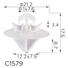Клипса крепления молдинга двери PEUGEOT CITROEN FIAT MERCEDES (9408565488 85654 856548 15570) C1579