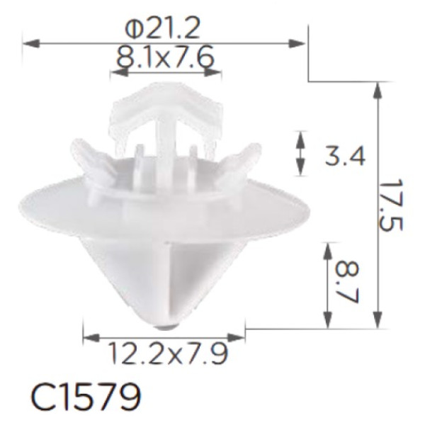 Кліпса кріплення молдингу двері PEUGEOT CITROEN FIAT MERCEDES (9408565488 85654 856548 15570) C1579