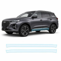 Антигравийная защитная бронепленка по лекалам для Chery Tiggo 7 Pro I facelift 2023- нижняя зона кузова пороги