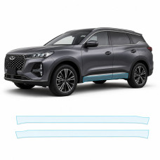 Антигравийная защитная бронепленка по лекалам для Chery Tiggo 7 Pro I facelift 2023- нижняя зона кузова пороги