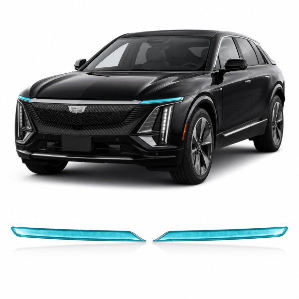 Антигравийная защитная бронепленка по лекалам для Cadillac Lyriq EV 2022- оптика (фары и ПТФ)