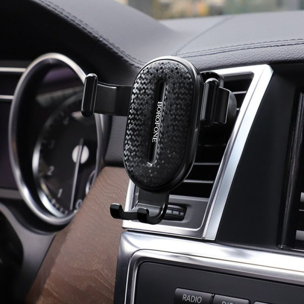 Автодержатель для телефона зажим под весом BOROFONE BH11 Air outlet gravity Black