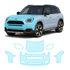 Антигравийная защитная бронепленка по лекалам для Mini Countryman U25 2023- передняя часть авто (капот бампер фары крылья)