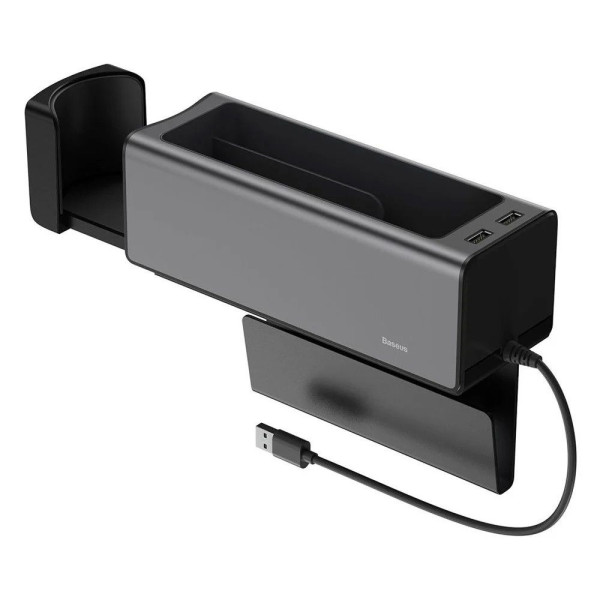 Підлокітник - Органайзер Baseus Deluxe / висувною Підстаканник / 2 USB / Чорний (CRCWH-A01)
