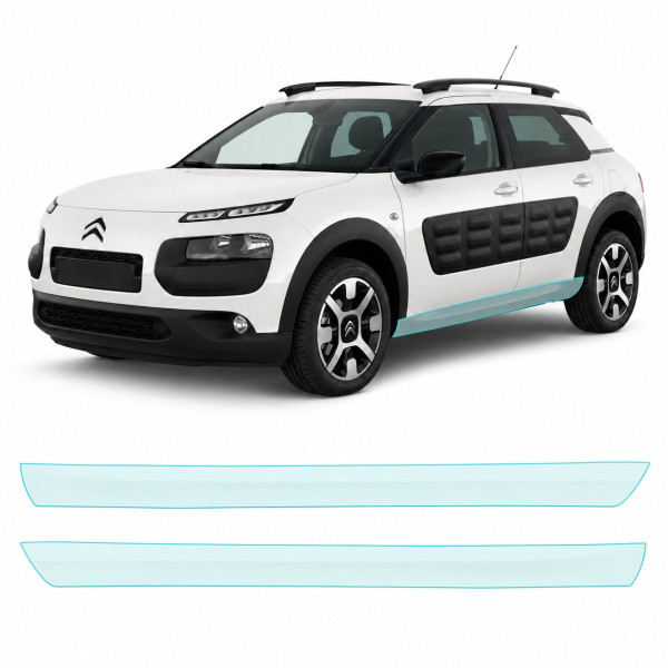 Антигравийная защитная бронепленка по лекалам для Citroen C4 Cactus I 2014-2017 - нижняя зона кузова пороги