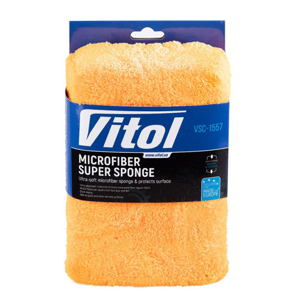 Губка для мойки авто микрофибра Vitol 200 x 140 x 7 мм (VSC-1557)