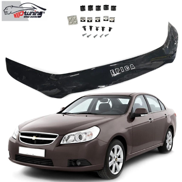 Дефлектор капоту мухобійка Chevrolet Epica 2006- Євро Кріплення (Vip Tuning)