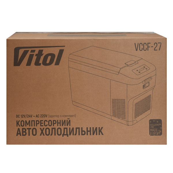 Холодильник автомобильный Однокамерный Компрессорный на 27 Литров 12/24V 220V DC/AC (VCCF-27)