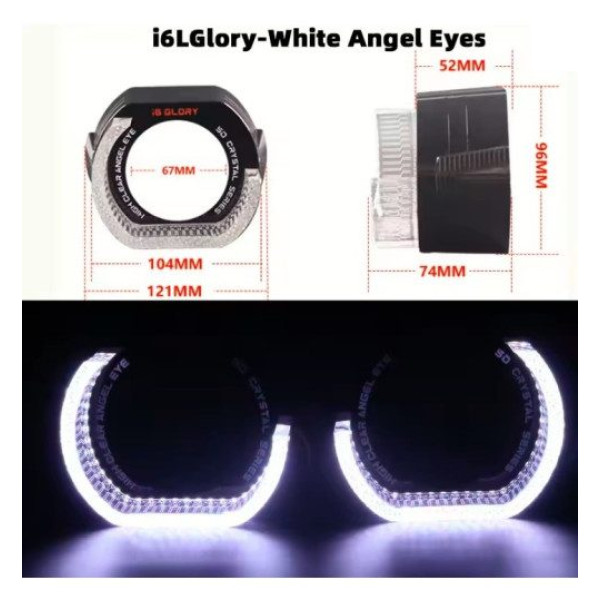 LED Маска Ангельські очі 2,5" D64 мм 12V 6000K Стиль BMW Білий Світло 2 шт (R6-L)