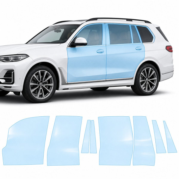Антигравійна захисна бронеплівка за лекалами для BMW X7 G07 2019-2022 - зони дверей і стійки вікон