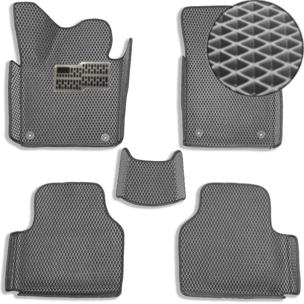 5D EVA Коврики в салон для Volkswagen Passat B6 2005-2010 С Бортиками Подпятник Серые 5 шт