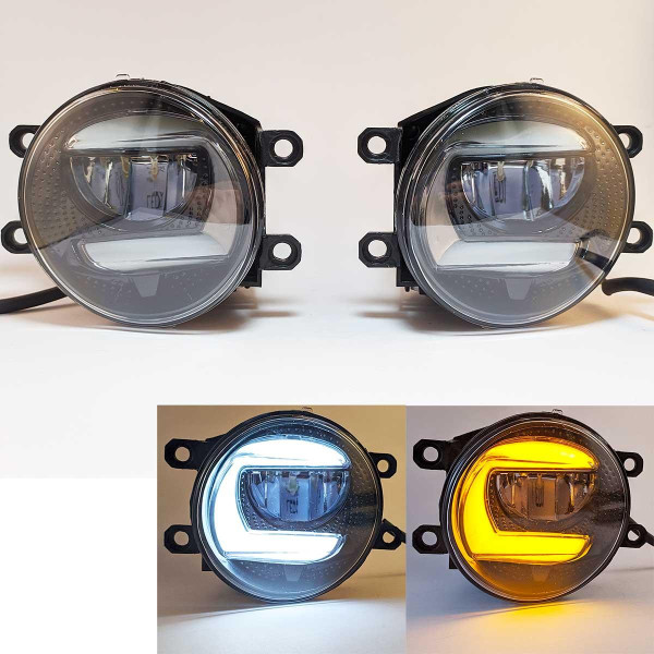 Противотуманные LED Фары круглые / Линза с ДХО и поворотом / D87мм / 10-30V / 10W / 7000K / 2 шт