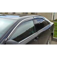 Дефлекторы окон ветровики для Toyota Camry V50 2011- с хром молдингом (08611-33840)