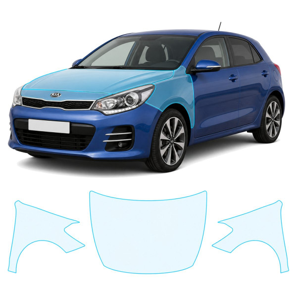 Антигравійна захисна бронеплівка за лекалами для Kia Rio UB facelift 2015-2017 - капот і передні крила