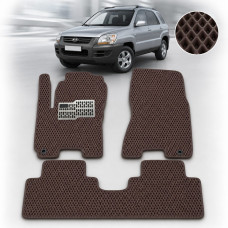 Коврики в салон EVA для Kia Sportage II МКП 2004-2010 с подпятником Коричневые 3 шт K-06