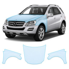 Антигравийная защитная бронепленка по лекалам для Mercedes-Benz M-Class W164 facelift 2008-2011 - капот и передние крылья