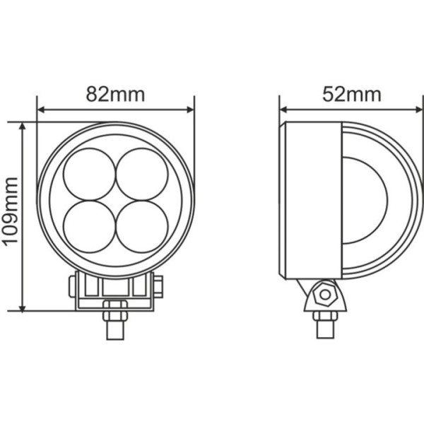 LED фара Brevia EPISTAR Sport Далеке світло 10-30V, 12W (4x3W) 880Lm Лінзована Алюмінієвий корпус IP68 (10601RFX1)