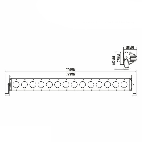 Фара-LED Балка 773*76*86mm 140W (10W*14) 10-30V COMBO BELAUTO (BOL1410C) (1шт) IP69