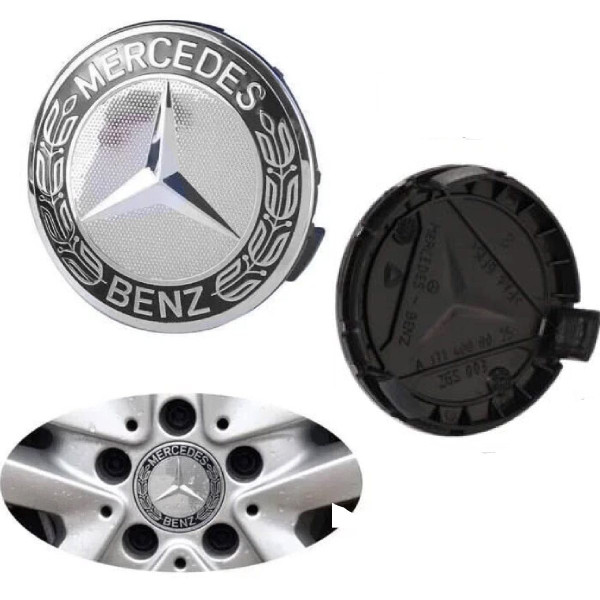 Ковпачки на литі диски Mercedes 75 / 70 мм Колосок Хром 1 шт (А1714000025)