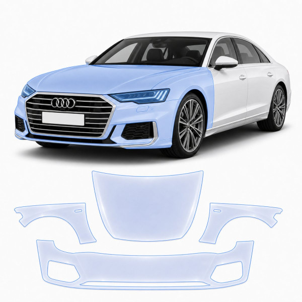 Антигравійна захисна бронеплівка за лекалами для Audi A8 D5 2017-2021 - передня частина авто (капот бампер крила))