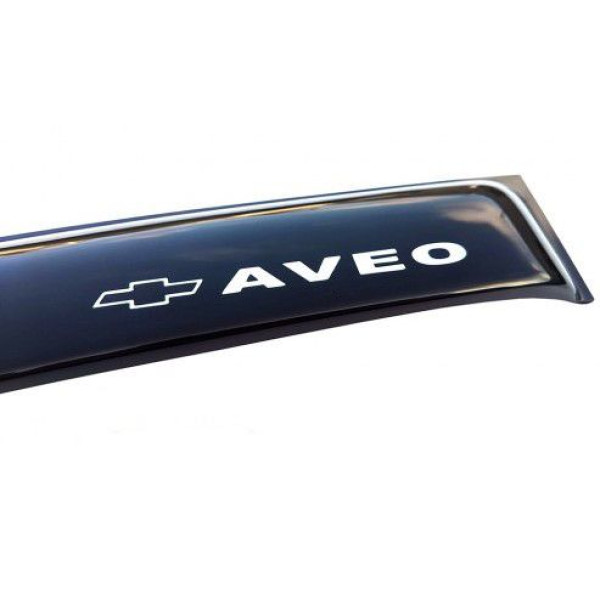 Дефлектори вікон вітровики Chevrolet Aveo T250 2006-2012 Седан Скотч 3M Voron Glass