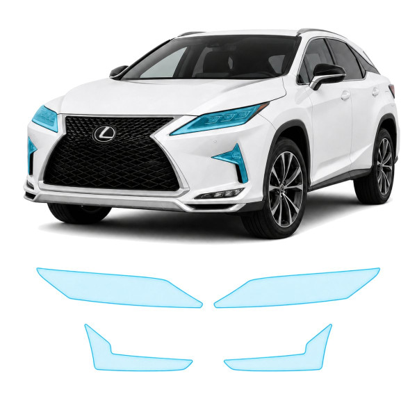 Антигравійна захисна бронеплівка за лекалами для Lexus RX AL20 facelift 2019-2022 - оптика (фари та ПТФ)