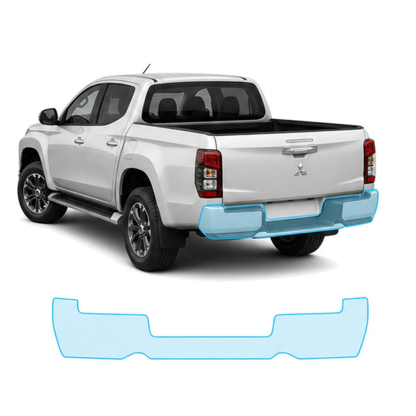 Антигравийная защитная бронепленка по лекалам для Mitsubishi L200 V facelift 2019-2024 - задний бампер