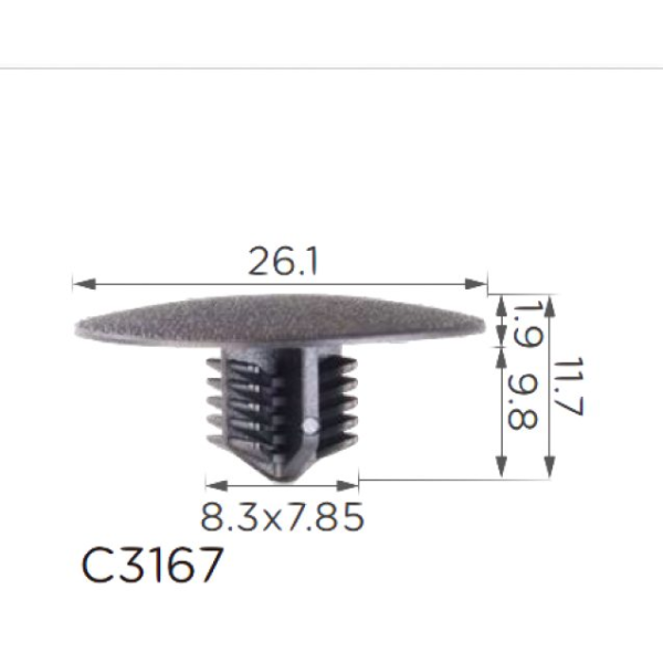 Кліпса для обшивки капота тепло-шумоізоляція Mitsubishi, Citroen (MU001282, 10535) (C3167)