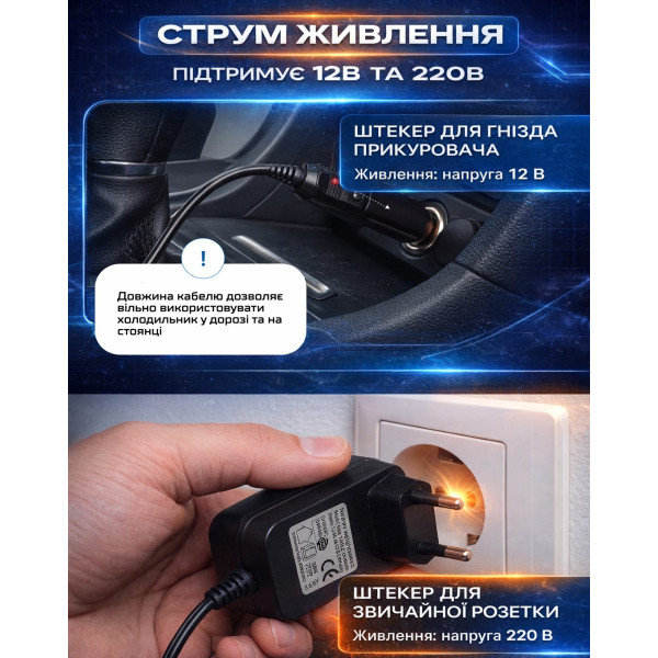 Холодильник автомобільний термоелектричний на 15 Літрів 12/24V 220V DC/AC (VL-15)