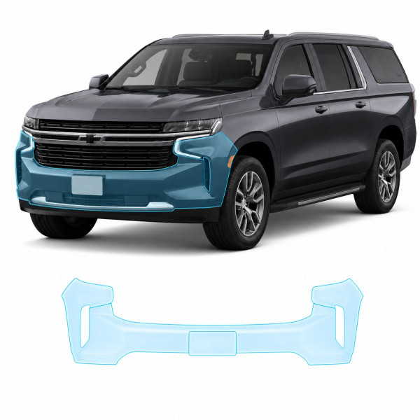 Антигравийная защитная бронепленка по лекалам для Chevrolet Suburban IV 2021- передний бампер