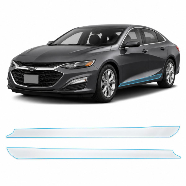 Антигравийная защитная бронепленка по лекалам для Chevrolet Malibu IX facelift 2019-2024 - нижняя зона кузова пороги