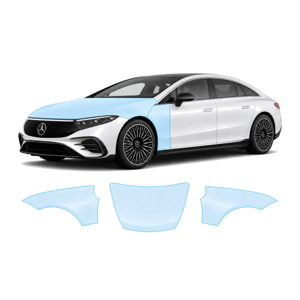 Антигравийная защитная бронепленка по лекалам для Mercedes-Benz EQS 2021- капот и передние крылья