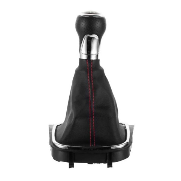 Ручка КПП с пыльником в сборе Модельная для Volkswagen Golf V / VI Jetta Bora 2003-2014 MK 5/6 (6 Скоростей) Красная нить FXVW-138