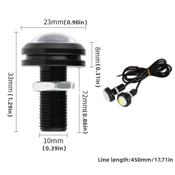 LED Дневные ходовые огни ДХО глазки врезные D23 мм 1.5W 12V (SOB 2smd) Белые 2 шт