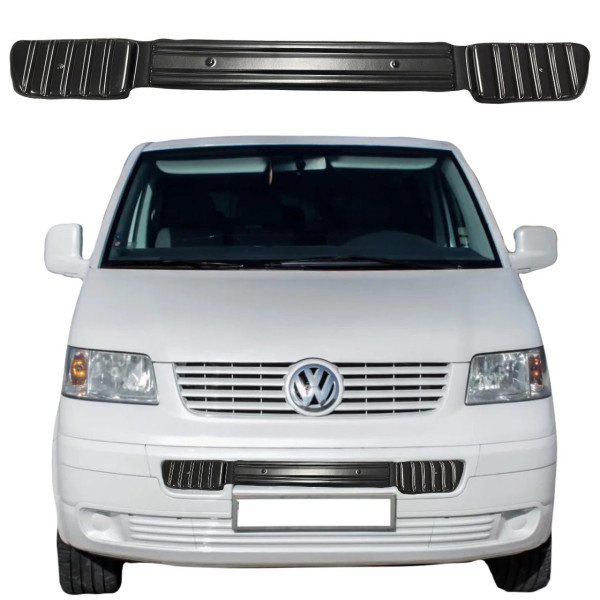 Зимняя Накладка на бампер длинная Volkswagen T5 2003-2009 Матовая AutoElement