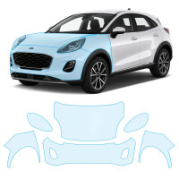Антигравийная защитная бронепленка по лекалам для Ford Puma I 2019- передняя часть авто (капот бампер фары крылья)