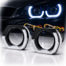 LED Маска Ангельські очі 3" D76 мм 12V 6000K BMW Білий Світло 2 шт (R8-V) 5D-L
