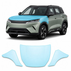 Антигравийная защитная бронепленка по лекалам для BYD Yuan Up (Atto 2) I 2024- капот и передние крылья