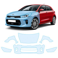 Антигравийная защитная бронепленка по лекалам для Kia Rio YB 2017-2019 - передняя часть авто (капот бампер фары крылья)