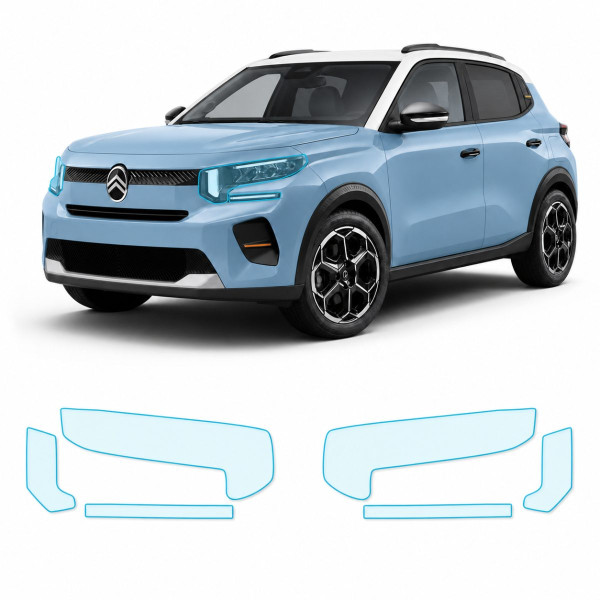 Антигравійна захисна бронеплівка за лекалами для Citroen C3 III 2024- оптика (фари та ПТФ)