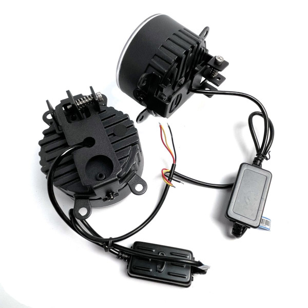 Протитуманні LED Фари круглі D90 мм / Лінза з ДХО / 12V / 22W / 6000K-COB / 2 шт