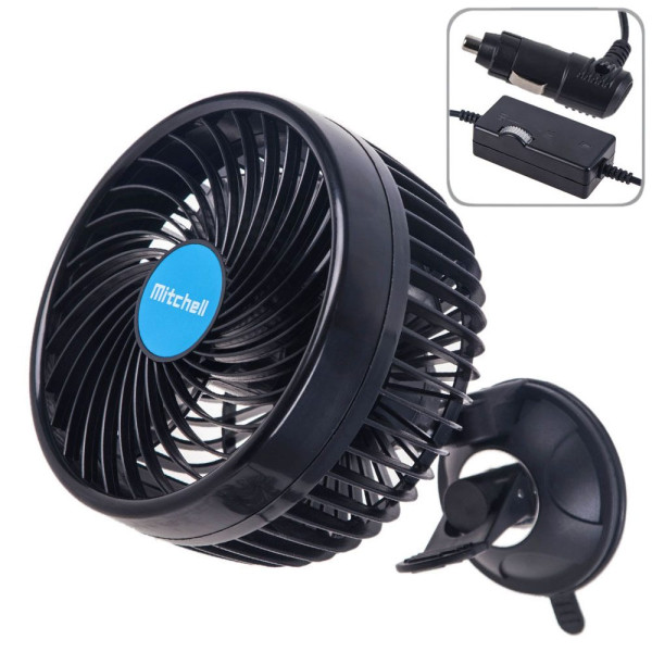 Автомобильный вентилятор Mitchell 6" 12V 12W на зажиме два режима (HX-T701E)