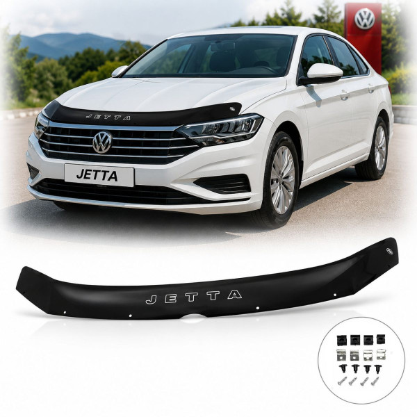 Дефлектор капота мухобойка Volkswagen Jetta 2018- Евро крепления (Vip Tuning) VW82