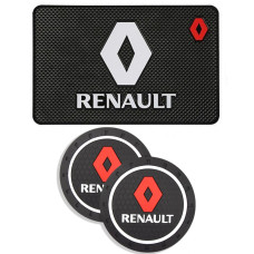 Набор Антискользящих ковриков для торпеды и подстаканника Renault 3 шт