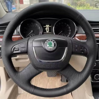 Чехол Оплетка Руля для Skoda Octavia II / SuperB 2010-2014 Кожа (Модельная Выкройка)