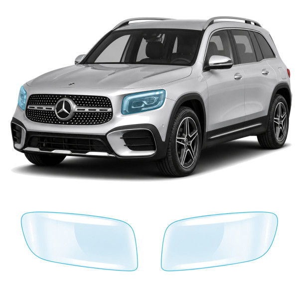 Антигравийная защитная бронепленка по лекалам для Mercedes-Benz GLB X247 facelift 2023- оптика (фары и ПТФ)