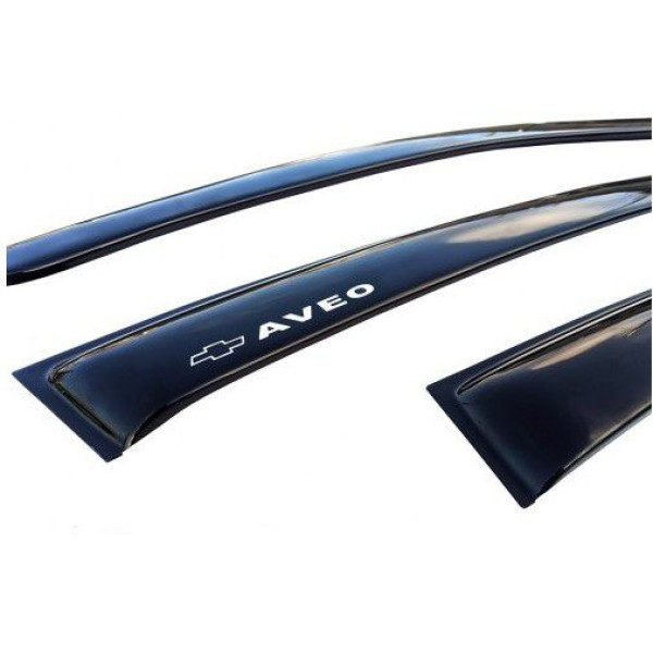 Дефлектори вікон вітровики Chevrolet Aveo T250 2006-2012 Седан Скотч 3M Voron Glass
