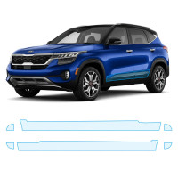 Антигравийная защитная бронепленка по лекалам для Kia Seltos SP2 2019-2022 - нижняя зона кузова пороги